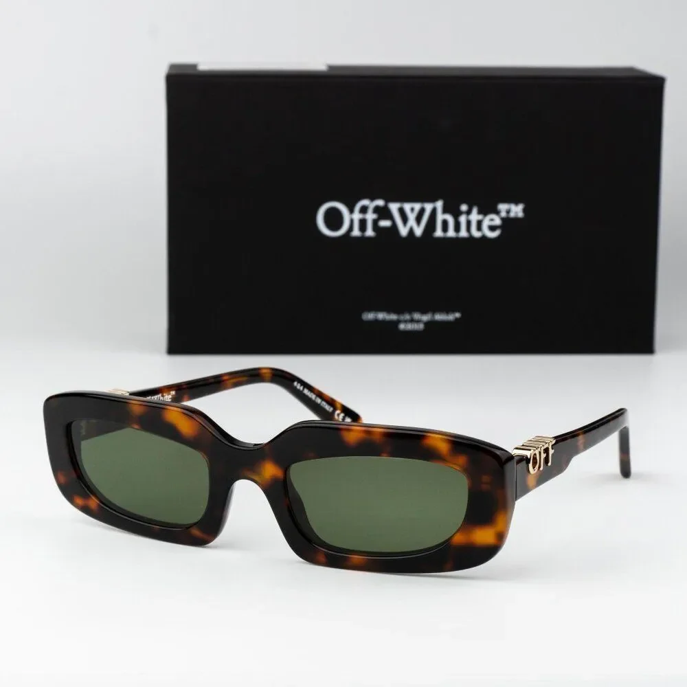 Off-White RENTON Women Sunglasses Havana Green Rectangle OERI13C RENTON 6055 - Picture 2 of 12
